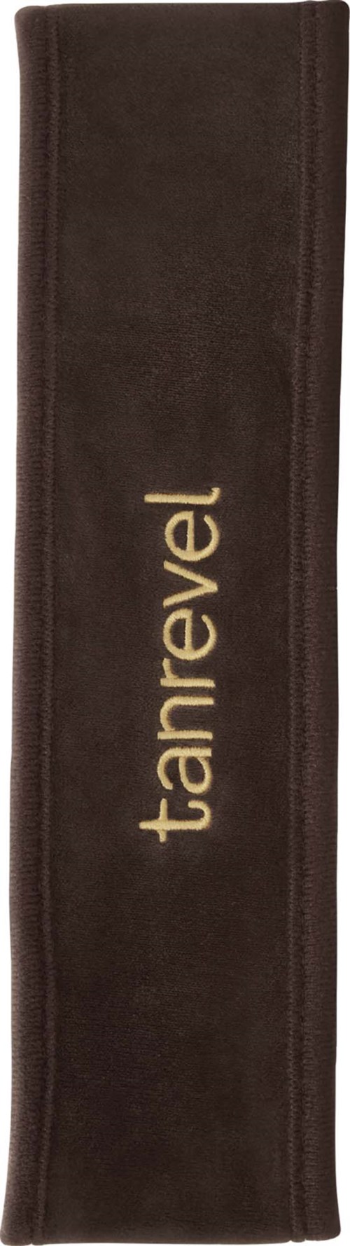 En brun tanrevel-märkt sminkborsthållare i rektangulär form.