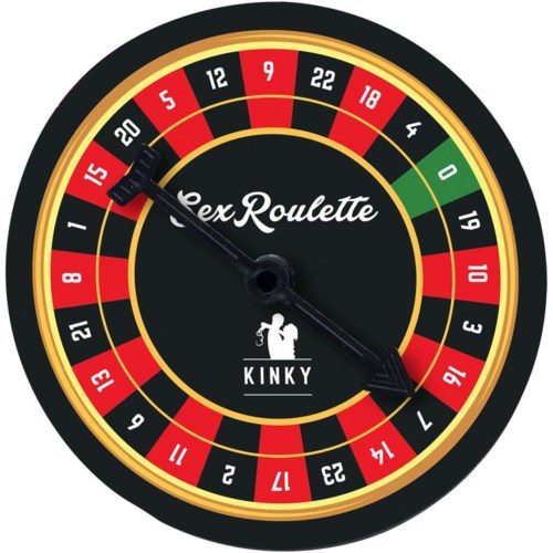 A roulette wheel with red, black, and green sections, showing the 15 and 19 numbers, and labeled "Sex Roulette".