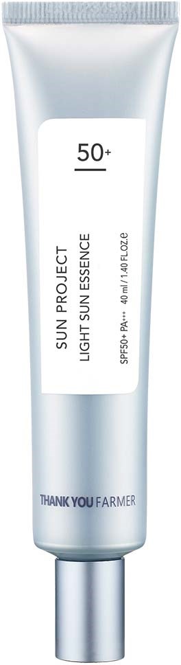 A silver tube of sun protection cream with SPF 50+. Contains text about UV protection. Ends with 'Thank You Farmer.'