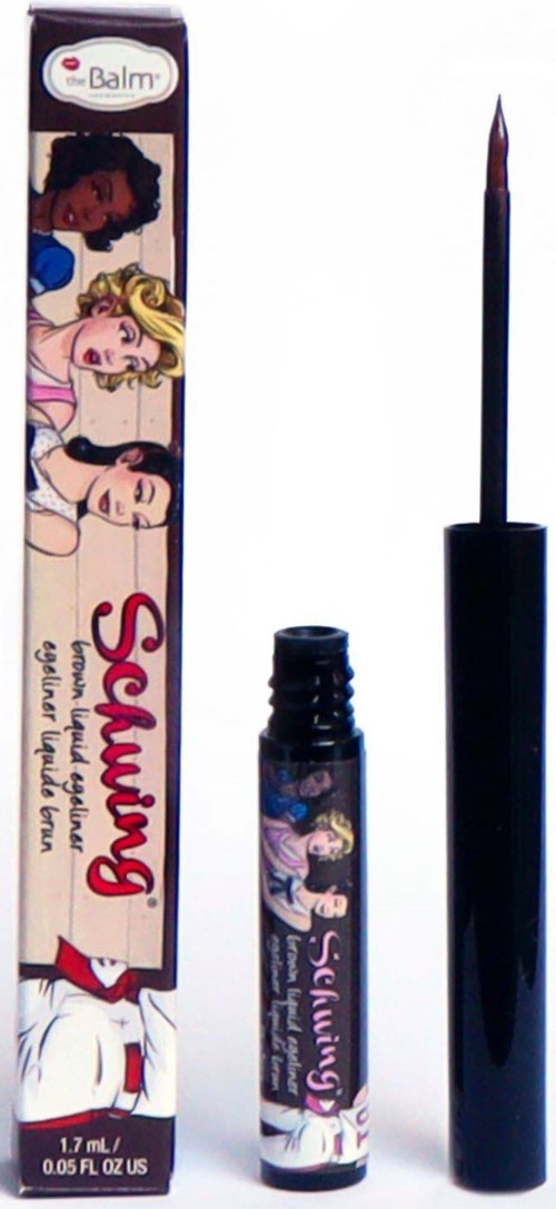 Een lipgloss met cartoonvrouwen en het woord 'Scandal', naast de doos met meer cartoons.