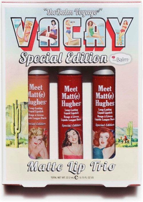 Drie matte lipproducten in een speciale editie met kleurrijke verpakking en afbeeldingen van vrouwen.