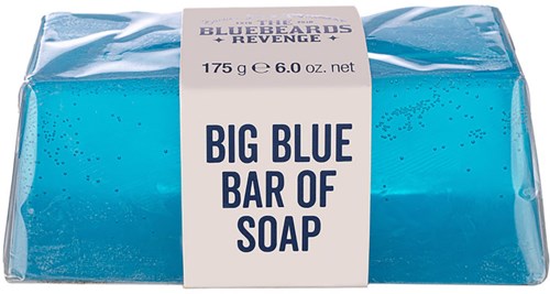 A large bar of blue soap labeled 'Big Blue Bar of Soap' with a weight of 175 grams.
