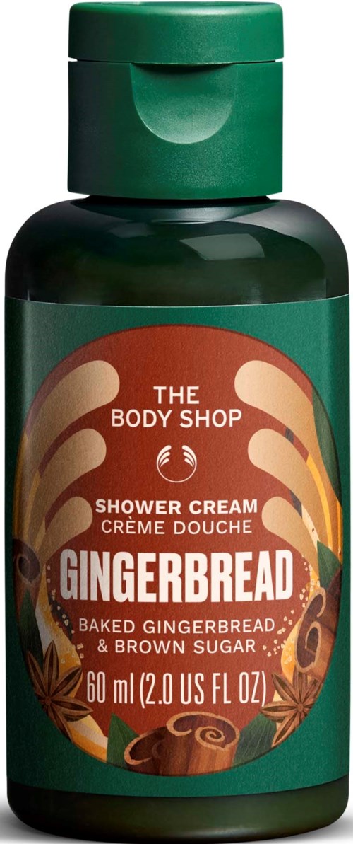 Kylpyvaahtopullo inkivääripiparmintun kuvalla, The Body Shop -brändi, 60 ml.