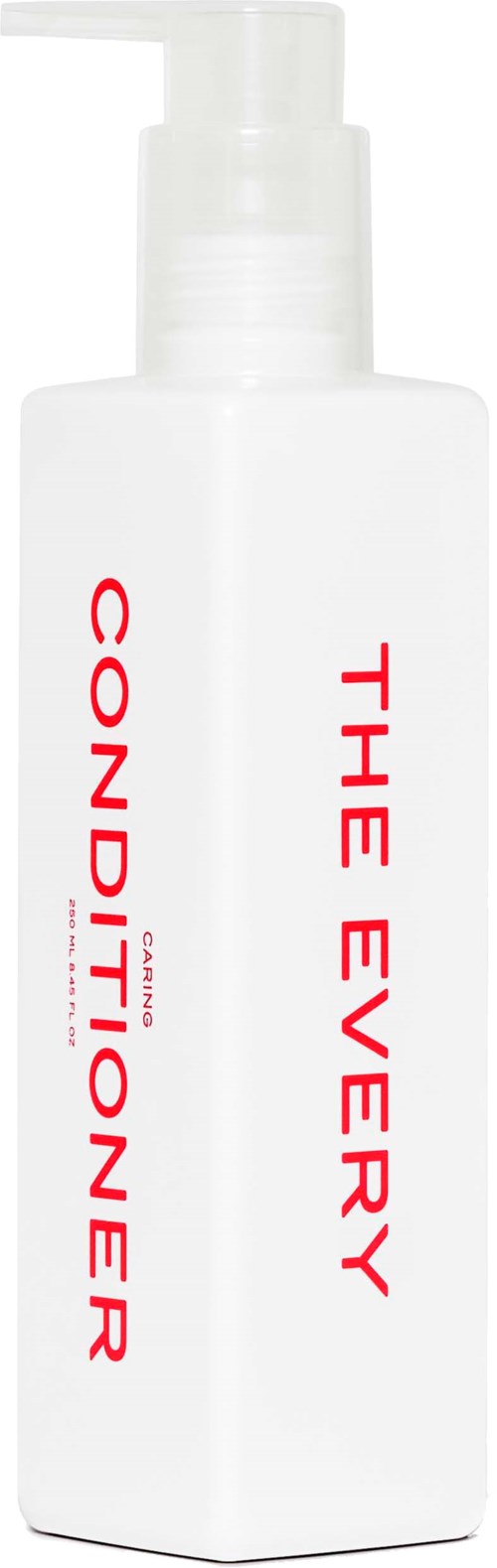 A white bottle with a pump, labeled "The Every Conditioner," in red text.