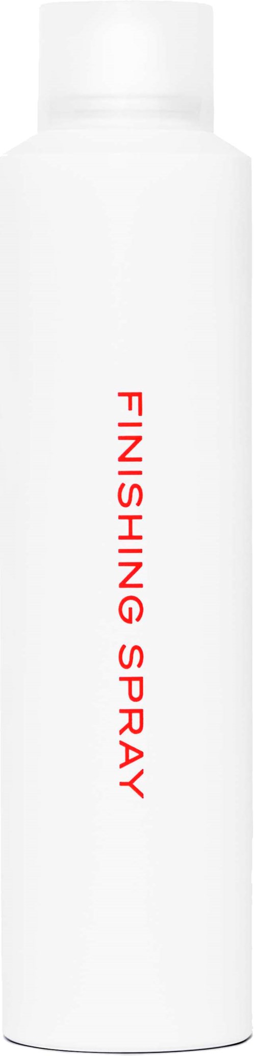 A white spray bottle with red text reading 'Finishing Spray' in the center.