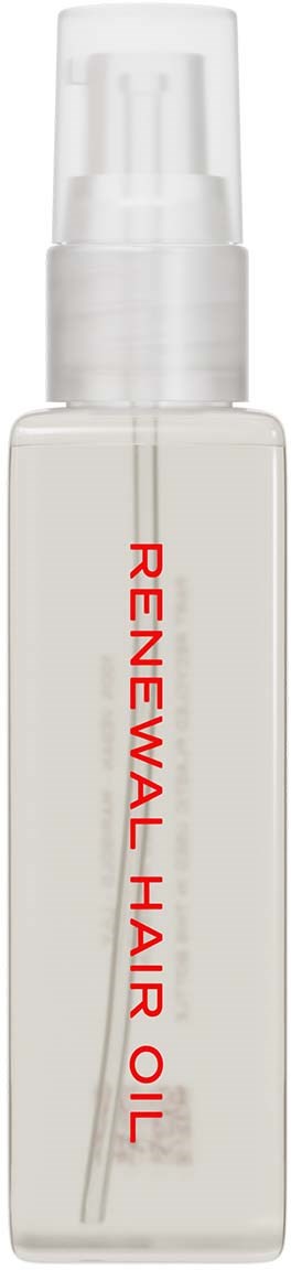 A clear spray bottle labeled 'Rene Wal Hair Oil' with a white spray nozzle. The bottle is transparent.