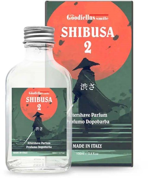 Lase ja Shibusa 2 -hajuvettä sisältävä pakkaus, jossa on mustapukuisen hahmon ja oranssin kuun tausta.