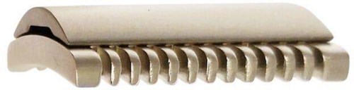 A hair clip with a metal spring and a clasp for holding hair back.