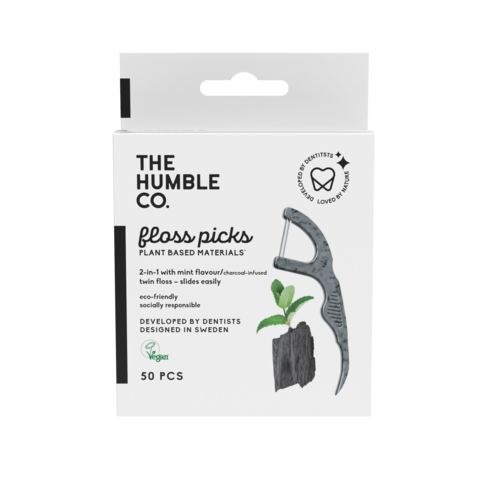 The Humble Co. Twin-Floss Picks 50 pcs Charcoal