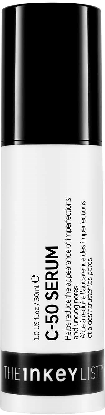 Een witte stick met zwarte dop met label 'C-50 SERUM' en 'THE 1 KEY LIST'.