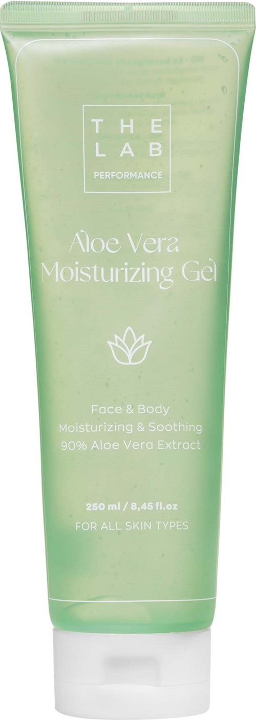Vihreä putkilasi Aloe Vera Kosteusgeeli kasvoille ja keholle, sopii kaikille ihotyypeille, sisältää Aloe Vera -uutetta.
