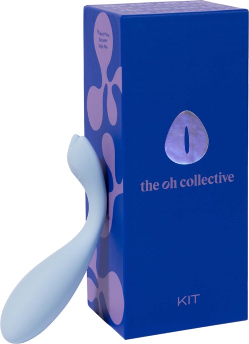 A white device next to a blue box labeled 'the oh collective KIT'.