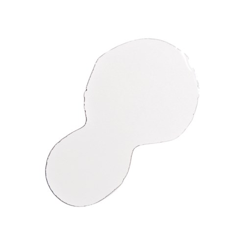 Een stuk papier met twee verbonden ovaalvormige vormen, voornamelijk wit met ruwe randen.