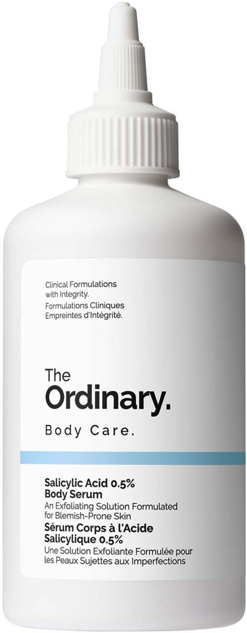 A white bottle of The Ordinary salicylic acid body serum with a spray top.