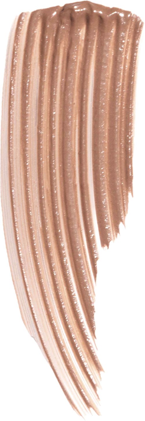 Een lichtroze, romige make-up swatch met verticale richels op de huid.