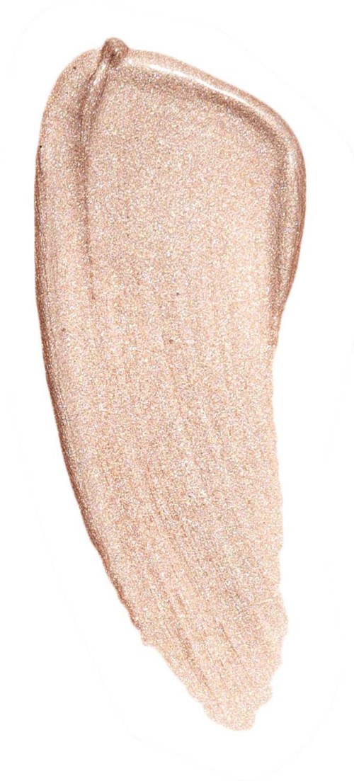 Een lichte, glanzende beige make-upstaal met een vloeiende, gebogen vorm.