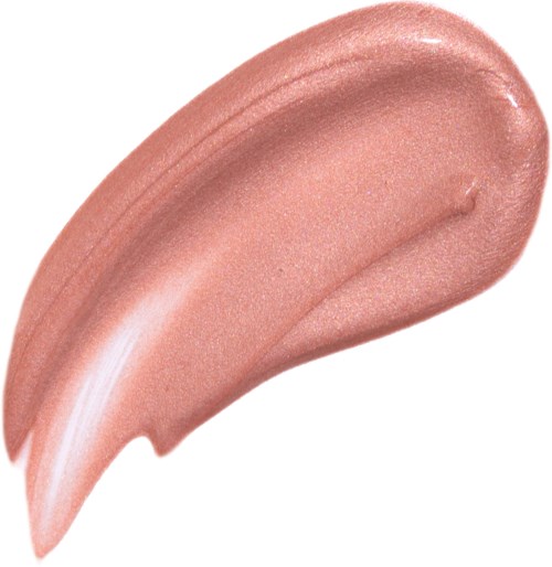 Een streek parelmoer lichtroze make-up of lipstick met een lichte curve en gladde textuur.