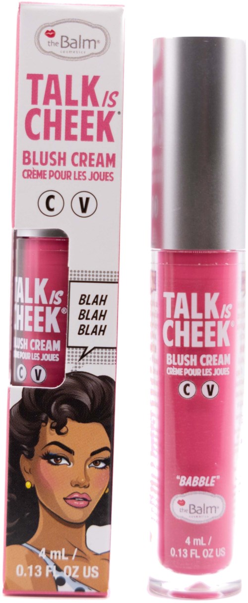 A pink lip gloss tube with a silver cap and bright packaging, showing a woman with dark hair and makeup.