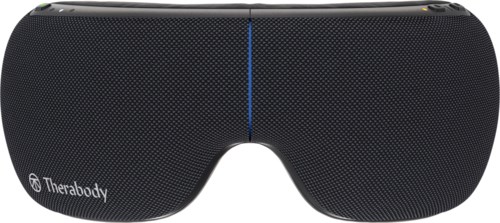 Een zwart slaapmasker met TheraBODY-logo, ontworpen om de ogen te bedekken voor ontspanning of slaaptijd.