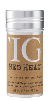 A silver container labeled 'Bed Head', a hair product for styling, with brown wrapping and product details.