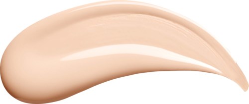 Eine beigefarbene Creme oder Flüssigkeit mit glatter, gebogener Form auf weißem Hintergrund.