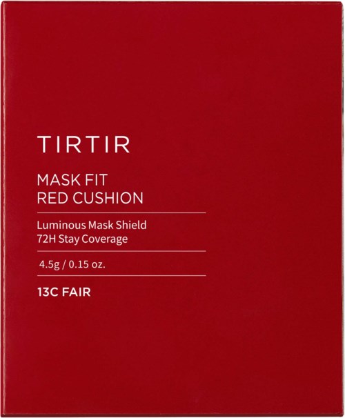 Red box with white text about a mask cushion, luminous shield, and long stay coverage.