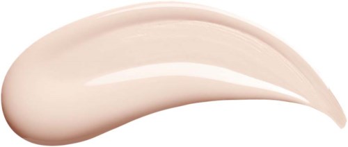 A swipe of beige cream gel with a shiny, smooth surface and curved shape, on a black background.