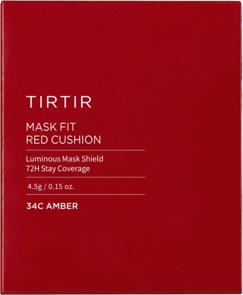 Red packaging for a Tirtir mask with product details listed in white text.