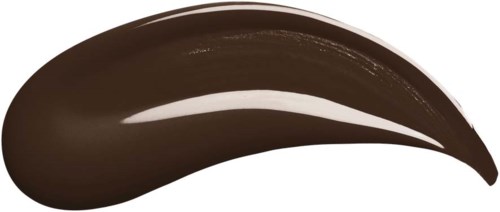 A large, dark, shiny smear with a curve, likely makeup or cosmetic product.