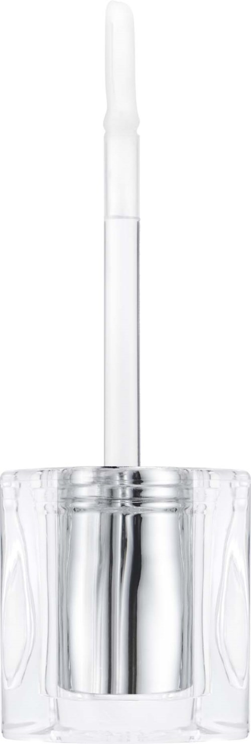 Een doorzichtige glazen container met een witte stok of stokje erin, mogelijk een cosmetisch of schoonheidsproduct.