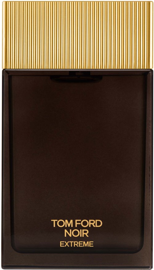 Donkere parfumfles met gouden dop, gemarkeerd Tom Ford Noir Extreme.