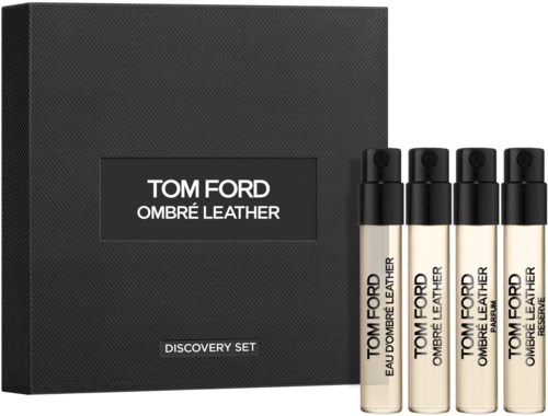 Tom Ford Ombre Leather Discovery Set box med fem parfymprover.