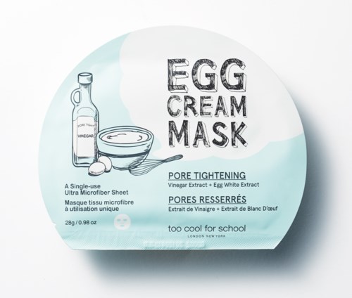 Eiercreme Maske mit Essig und Eiweißextrakt für Porenverengung. Einwegblatt, 28g. by too cool for school.