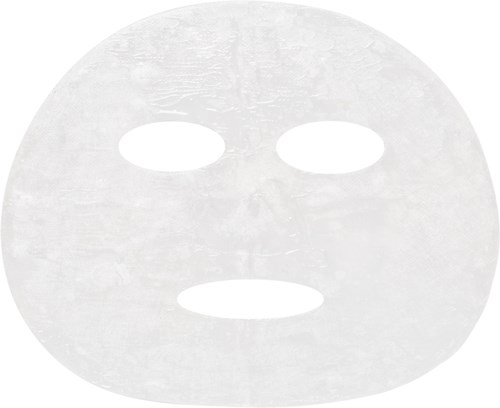 Eine weiße Gesichtsmaske mit Löchern für Augen und Mund, für Hautpflege oder Entspannung.