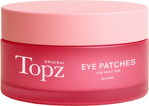 Round pink container with white and pink text for eye patches, designed for daily use, holding 30 pairs.