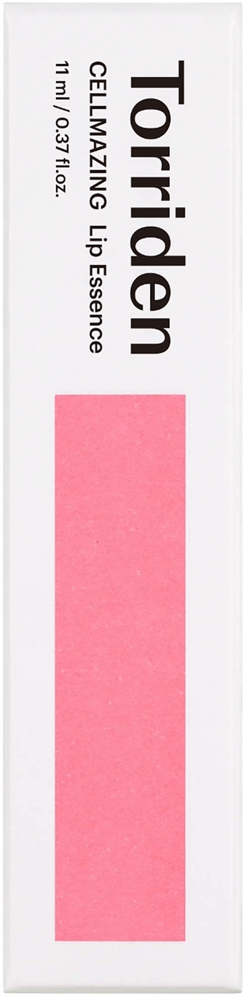 En ask till Torriden Clarifying Lip Essence med ett rosa färgprov på etiketten.