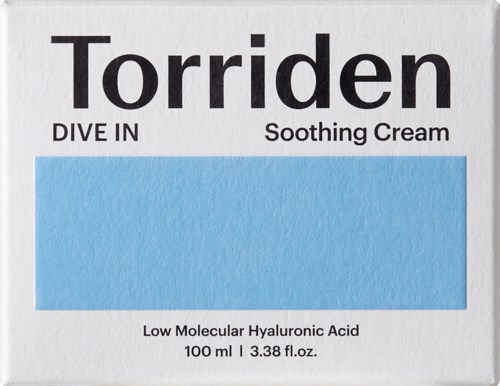 A box of Tordiden soothing cream with blue label, containing hyaluronic acid, 100 ml. and some text details.