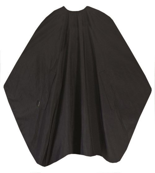 En svart klädesplagg, troligen ett cape eller en rock, med bred, lös tyg och inga synliga detaljer eller mönster.