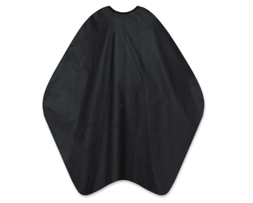 En svart cape eller kappa med bred, rundad form och en liten krage upptill.