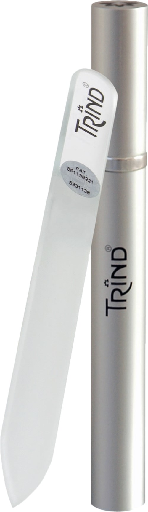 A silver telescope and a knife with matching branding. The telescope is tall, slim, and cylindrical. The knife is white and curved.