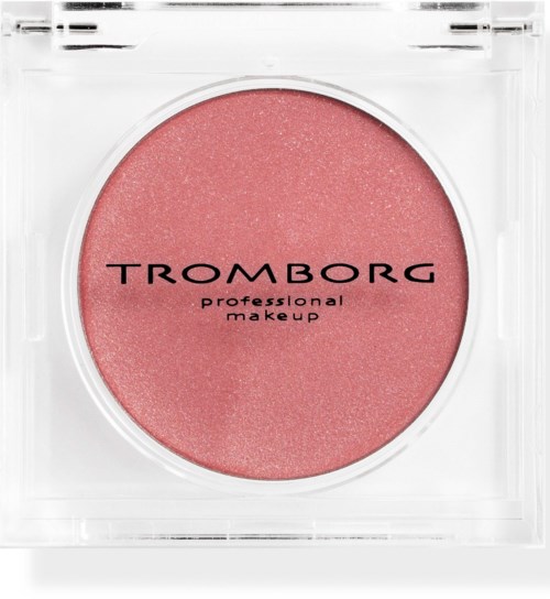 Pinkes Rouge in durchsichtigem Gehäuse mit schwarzem Text "TROMBORG professional makeup".