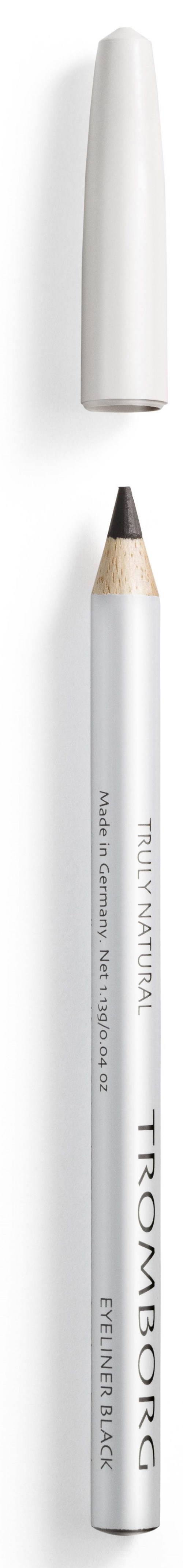 Ein weißer Make-up-Stift mit Deckel, von oben und unten, vor schwarz-weißem Hintergrund.