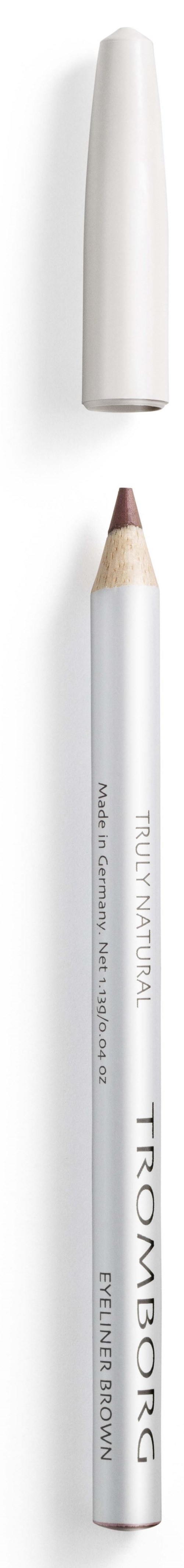 A white pencil with a removable cap, lying vertically, with the brand name "TROPHY" on it.