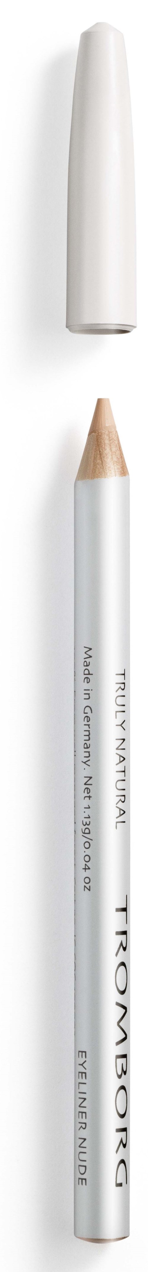 A white pencil with a light brown tip, and a white cap placed above it, on a black background.