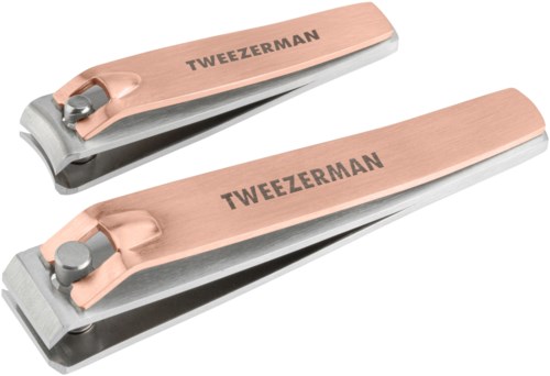 Two metal and copper-colored hand planes with the name 'TweezerMan' on them.