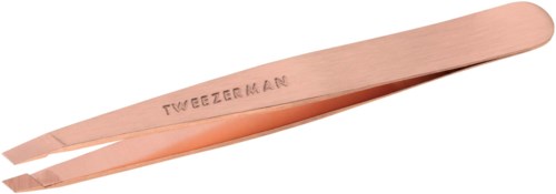 A pair of copper-colored tweezers with the word "TWEETERMAN" engraved on them.