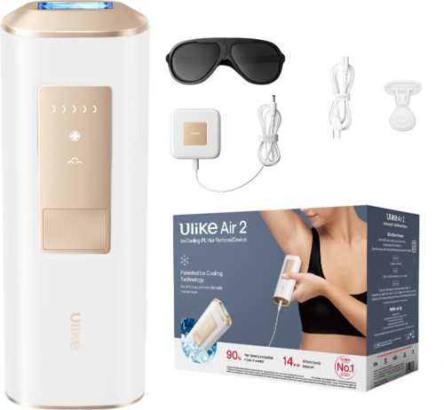 A water cooling device with a control panel, glasses, power cords, and a user manual box.