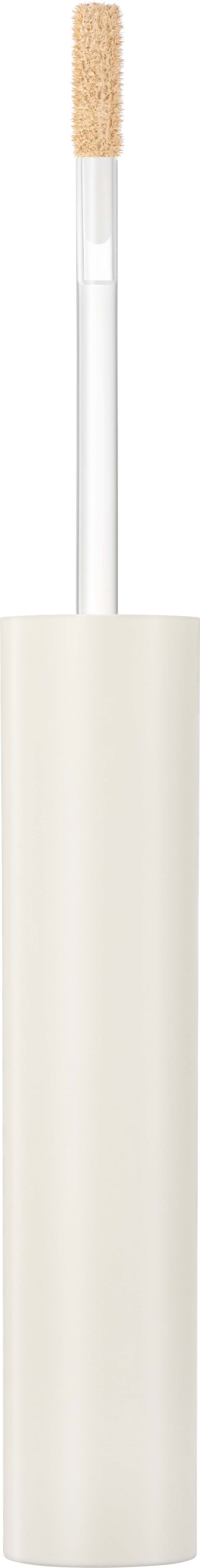 Een witte cosmetische of huidverzorgingsapplicator met een kleine sponsachtige punt bovenaan.