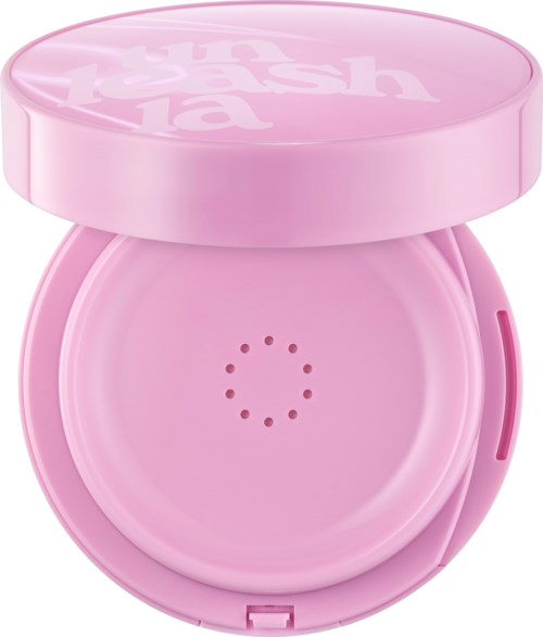 Rosa runt fodral med lock, innehåller rouge, med märket "nars" på locket.