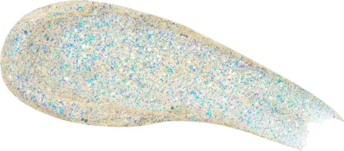 Een lepel met witte glitter en blauwe vegen, gevormd als keukengerei.